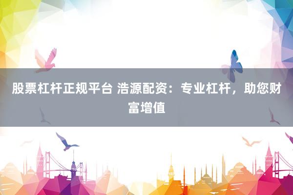 股票杠杆正规平台 浩源配资：专业杠杆，助您财富增值