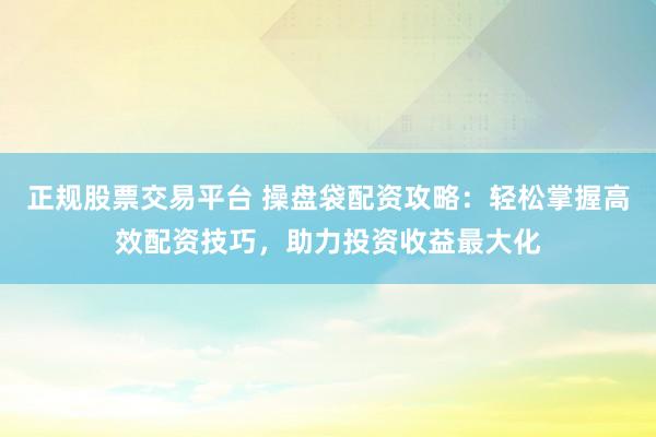 正规股票交易平台 操盘袋配资攻略：轻松掌握高效配资技巧，助力投资收益最大化