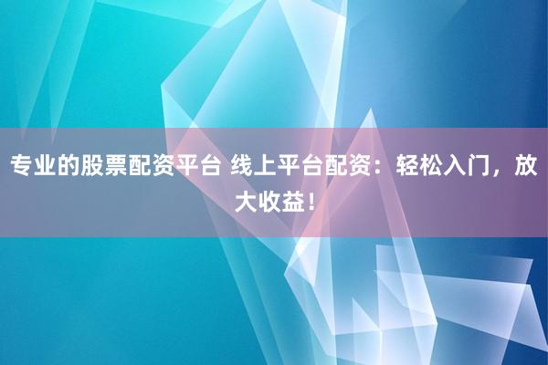 专业的股票配资平台 线上平台配资：轻松入门，放大收益！