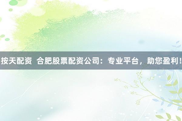 按天配资  合肥股票配资公司：专业平台，助您盈利！