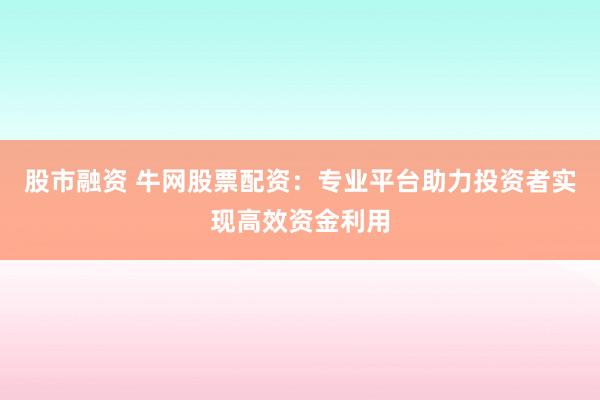 股市融资 牛网股票配资：专业平台助力投资者实现高效资金利用